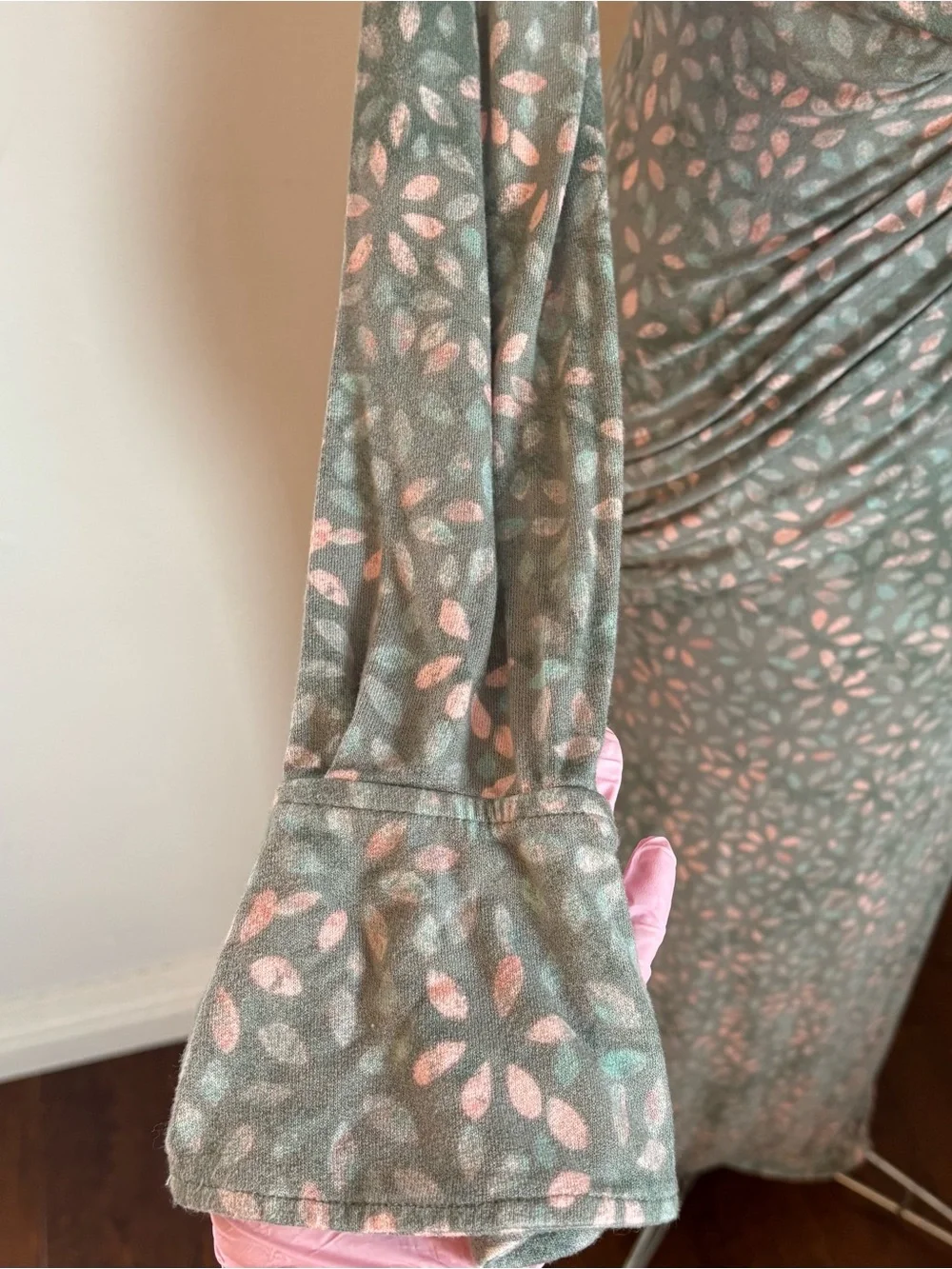 Free People Shayla Faux Wrap Midi Dress Mint Combo Sage Green Pink Blue Floral S